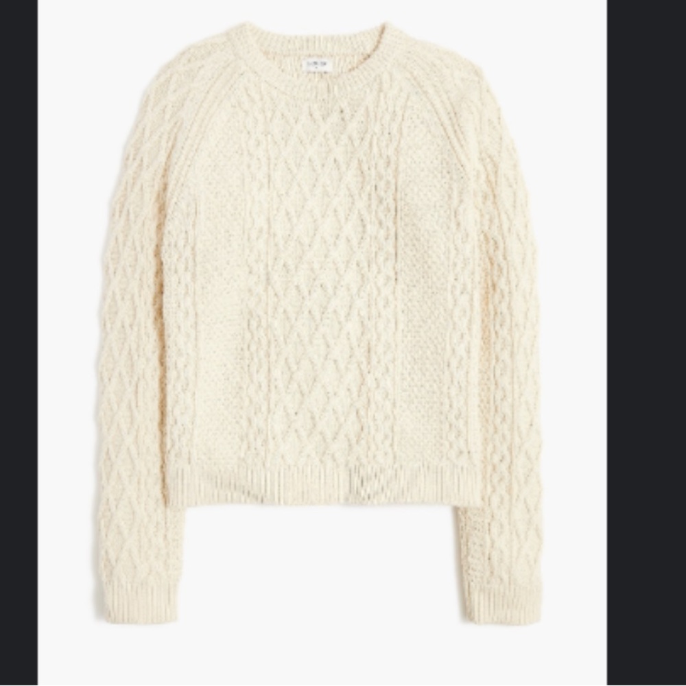 J Crew Factory cable crewneck sweater 100% cotton - size medium - natural